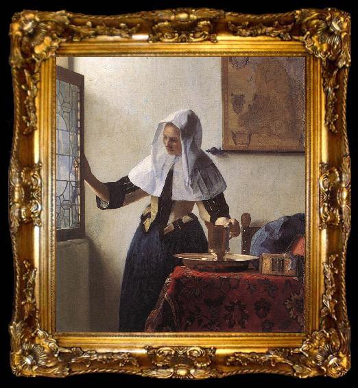 framed  VERMEER VAN DELFT, Jan Young Woman with a Water Jug wer, ta009-2